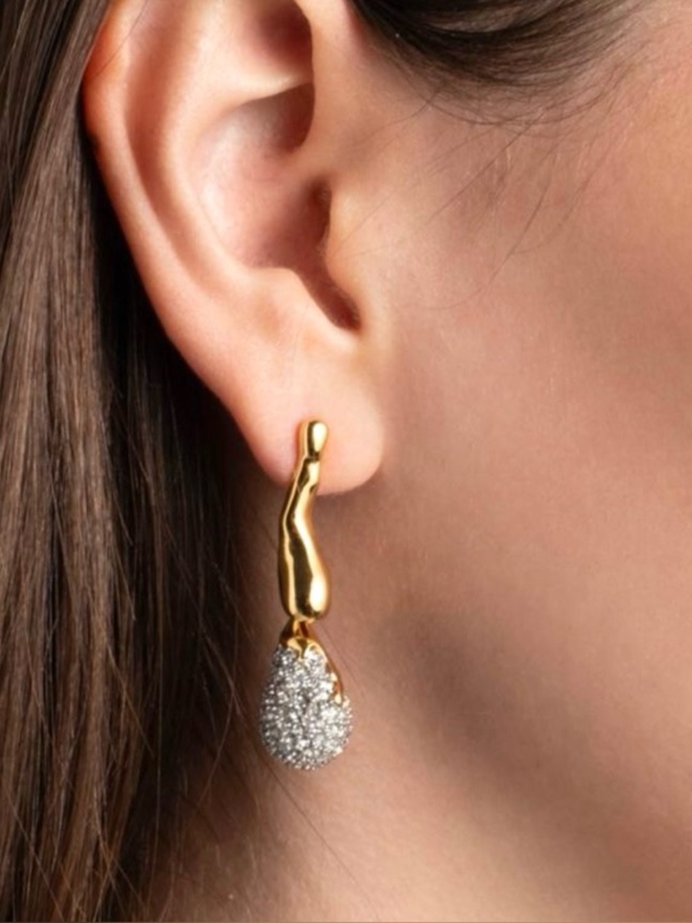 NEW Alexis Bittar Solanales 14K Gold Plated Crystal Drop Earrings AU21
